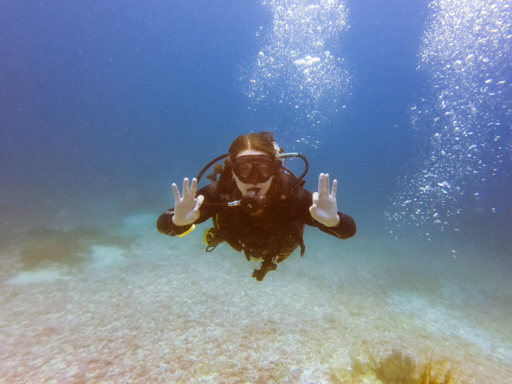 scuba diver making OK okay hand signals