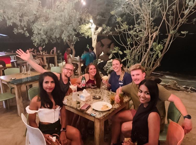 group of friends having drinks on gili t