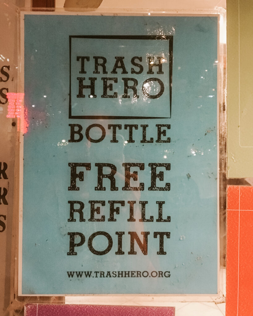 trash hero bottle free refill point sign