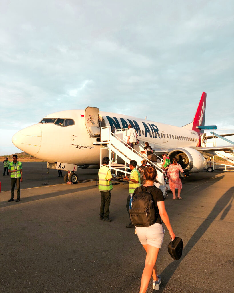 labuan bajo airport airplane with traveler