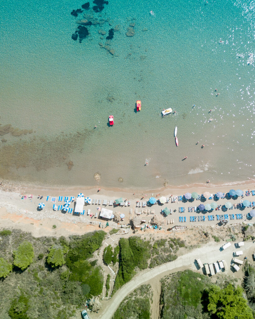lopud island beach from above drone
