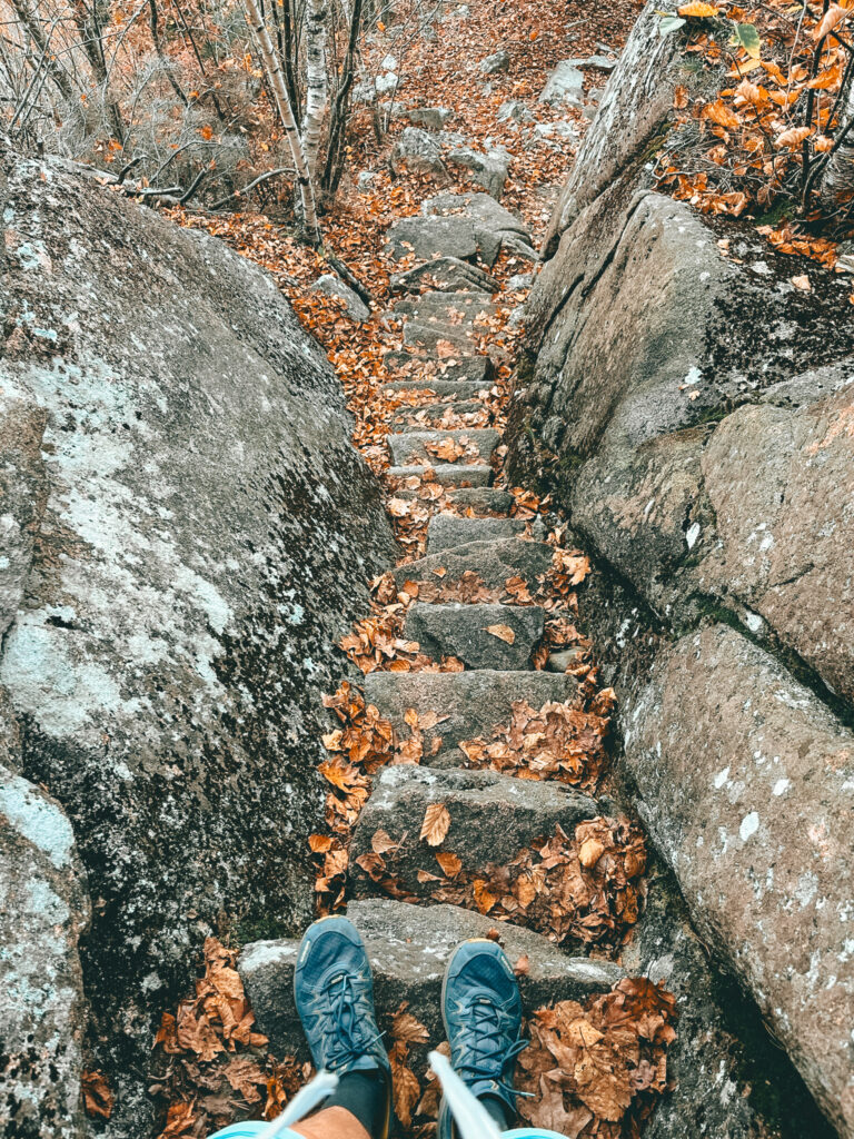 step rock stairs on the precipice trail acadia